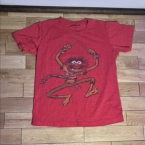 Red Graphic Women's Tee with Drummer Design